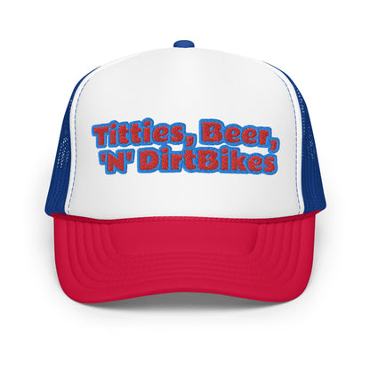 Tittties, Beer, 'N' Dirtbikes Hat - USA Colors